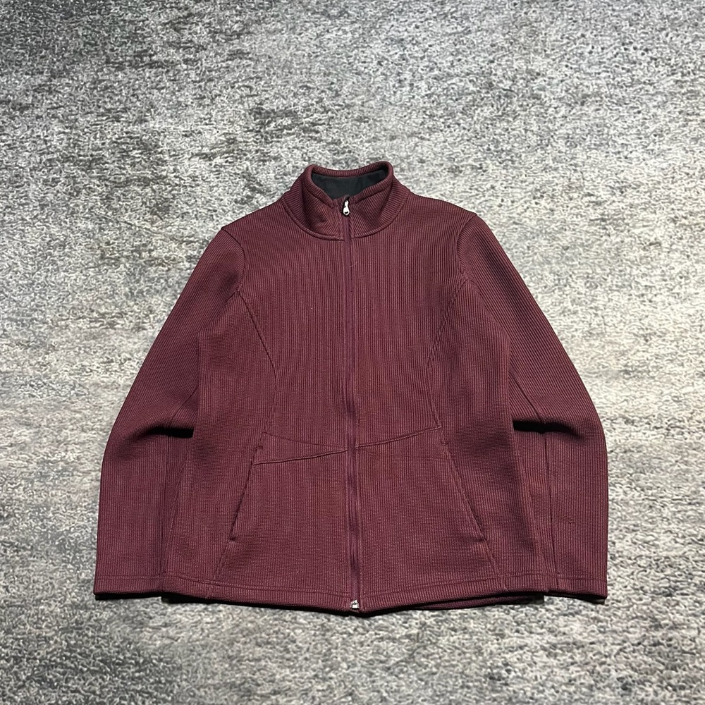 Spyder Full Zip Mid Weight Jacket Womens Large Burgundy Knit Outdoor Gorp